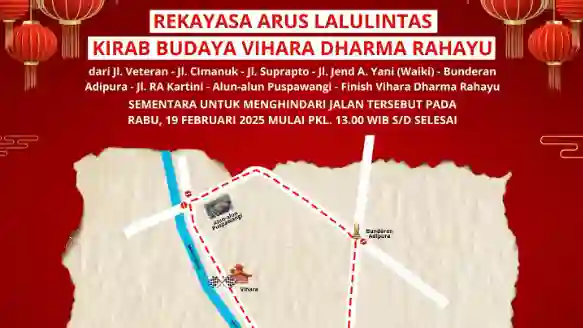 rekayasa arus lalu lintas jelang kirab budaya vihara dharma rahayu